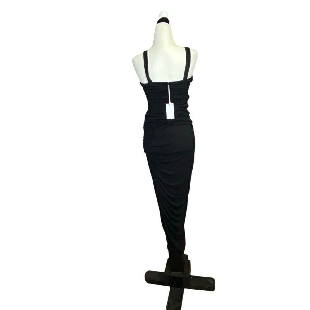 Good American Ruched Sleeveless Black Body Con Jersey Dress Size 3 Large New - Picture 3 of 7